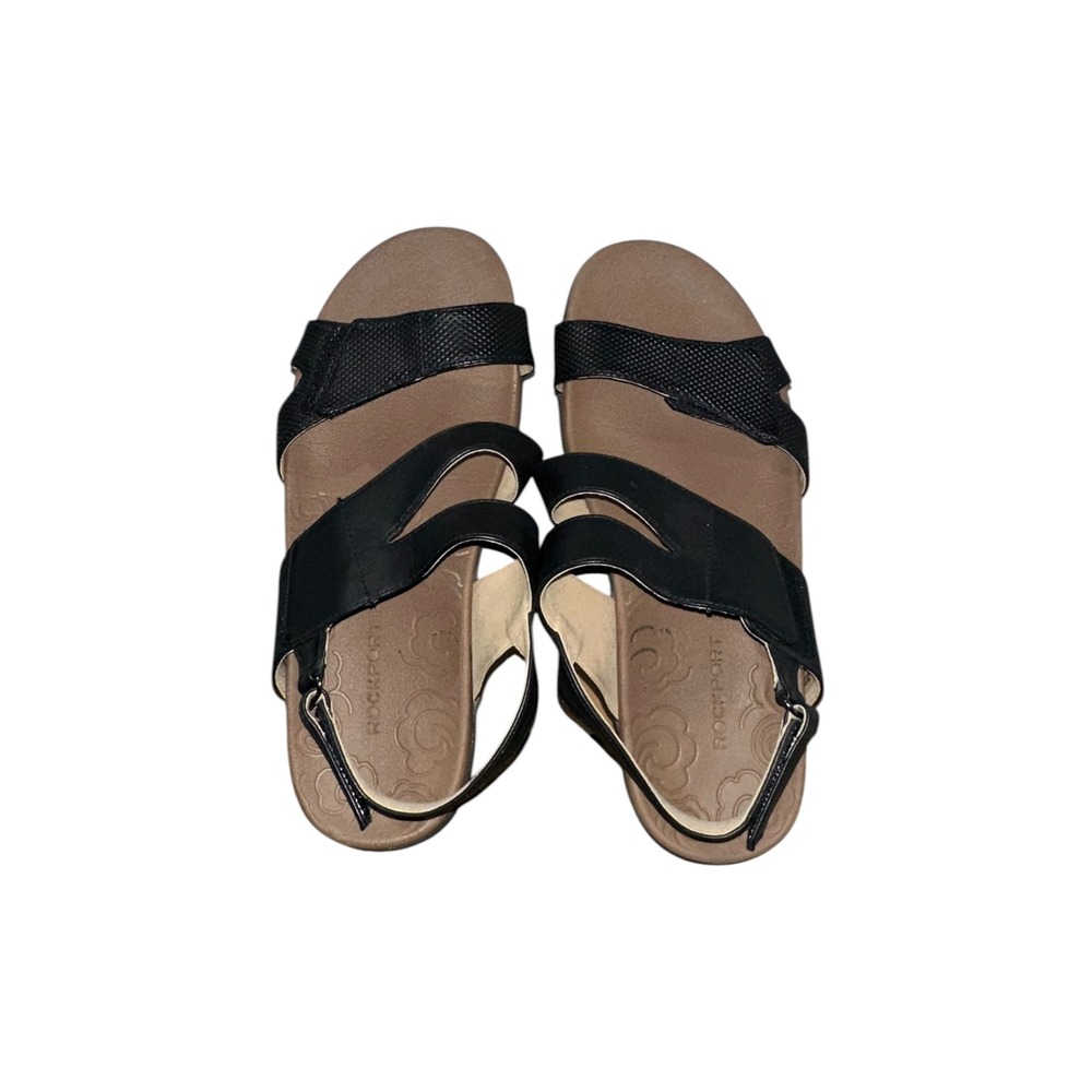 Rockport Slingback Sandals Black Comfort Strappy Womens 8
